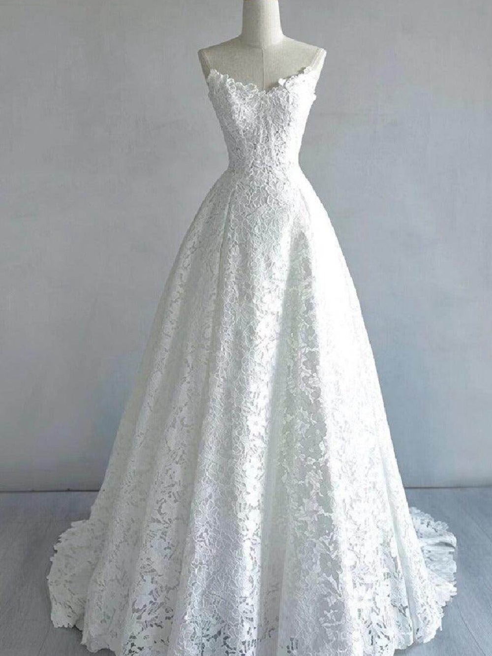 Strapless White Lace A-Line Dress